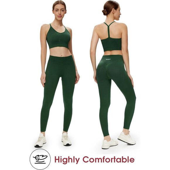 Green Scrunch Butt Lifting Seamless Leggings - No Front Seam - Picture 2 of 6